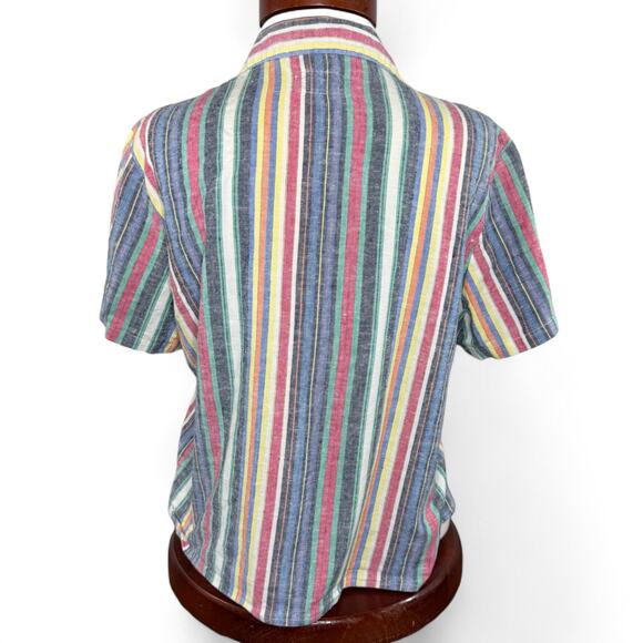 Marine Layer Camp Shirt M - Rainbow Stripe Button Down Normcore Retro Skater Fit - Picture 4 of 11